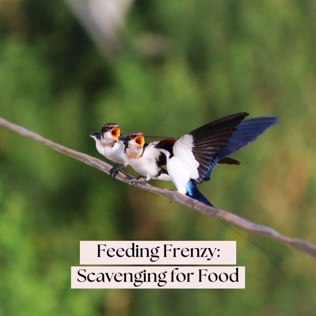 birds scavenging for food